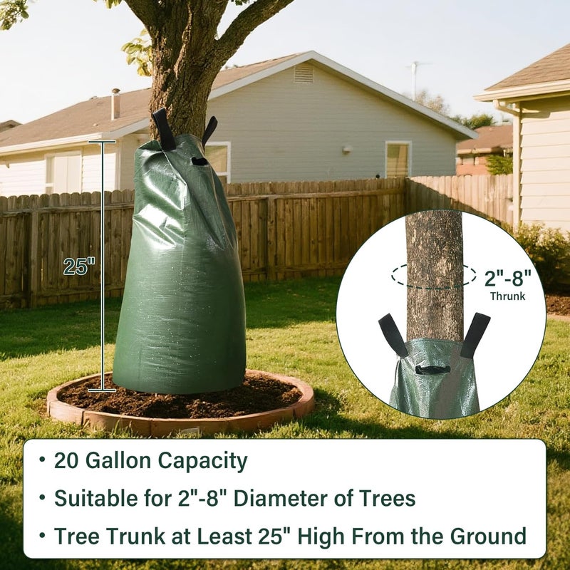 Toriexon 5 Pack Tree Watering Bags, 20 Gallon Slow Release Gator Bags for Trees, Durable PVC Tree Drip Irrigation Bags with Heavy Duty Zipper, Deep Root Targeting - Image 5